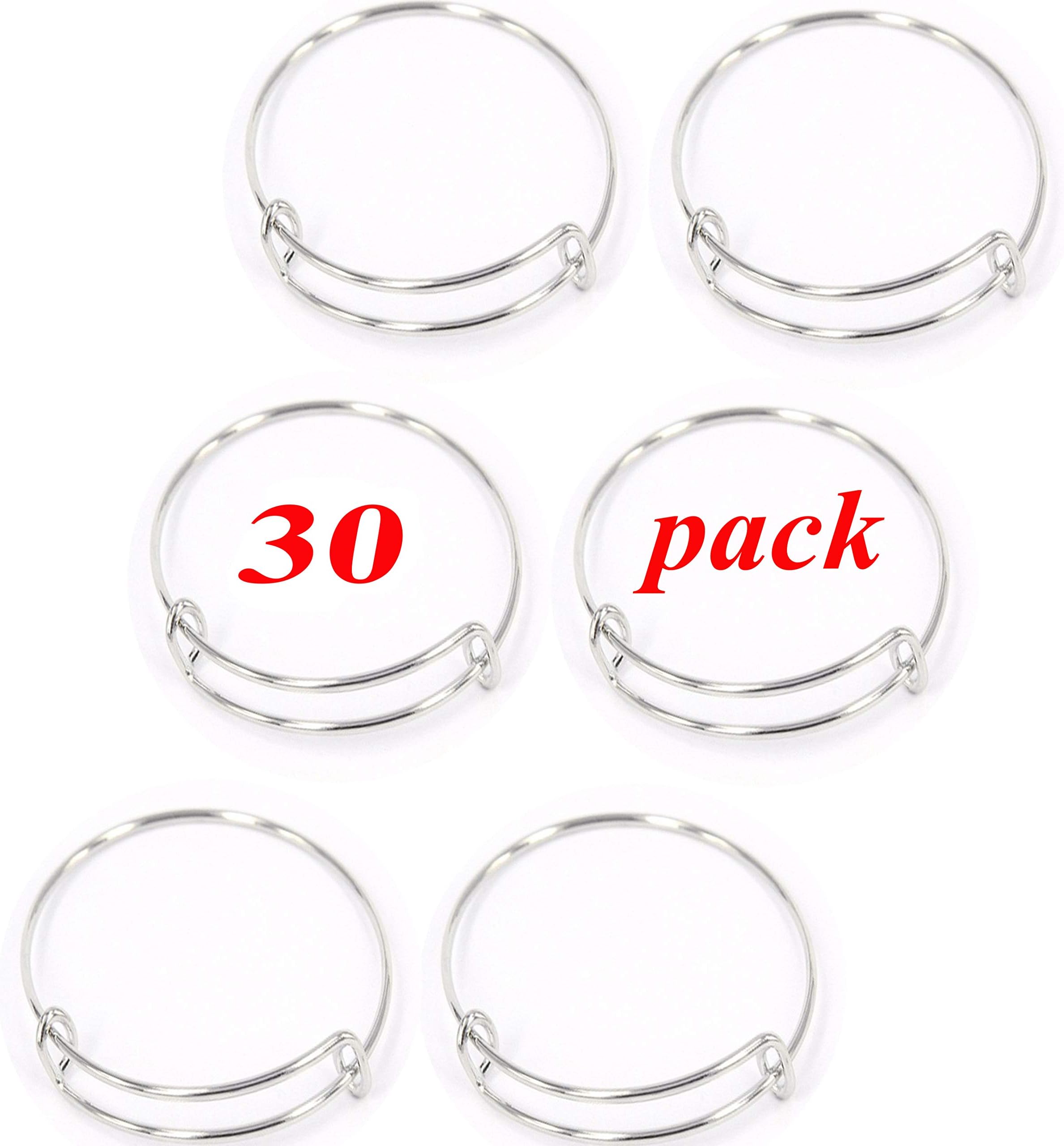 30 pack Women's Adjustable Expandable Bangle Bracelet for Womens DIY Jewelry Making(2.6 inches)