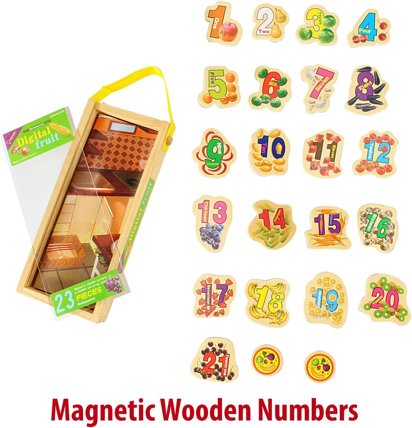 QISIWEI Number Count 1-21 Wooden Fridge Magnet Magnetic Stickers