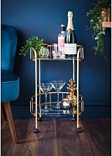 spot on dealz Drinks Trolley Kitchen Island Gold Glass Shelves Four Castors view 7