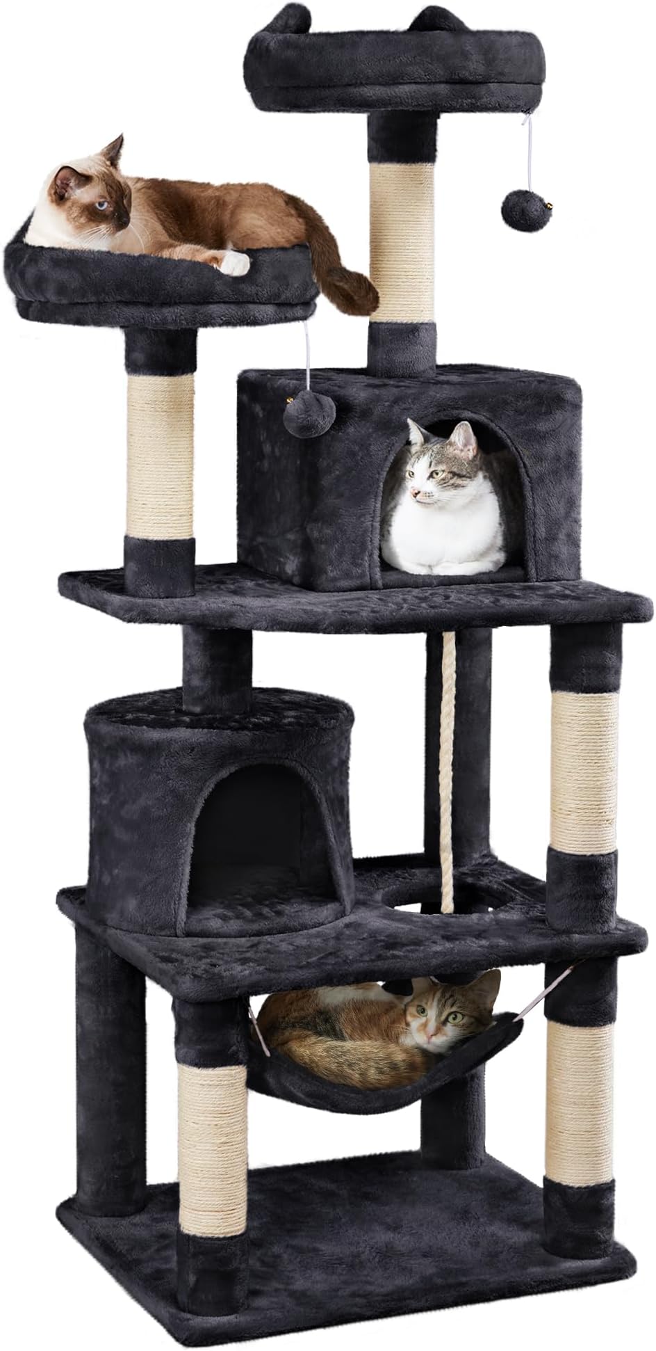 Yaheetech 158cm Multi Level Cat Tree Tower Large Scratching Posts Condos Perches