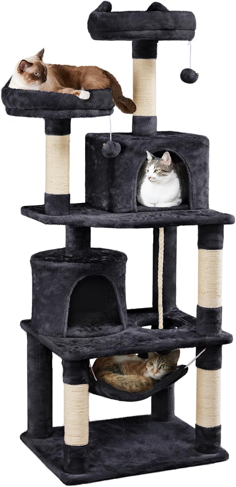 Yaheetech 158cm Multi Level Cat Tree Tower Large Scratching Posts Condos Perches