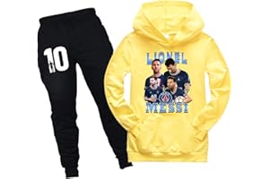 RYDLE Teen Boys Casual Sweatsuit Messi Long Sleeve Pullover Hooded and Sweatpants Set-2 Piece Sweatshirt Hooded Suit