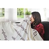 Scripture Blanket Soft Prayer Blankets with God's Promise from Jeremiah 31:3 - Ivory 50"x65" Inspirational Bedspread - Lightweight Flannel Fleece Bible Verse