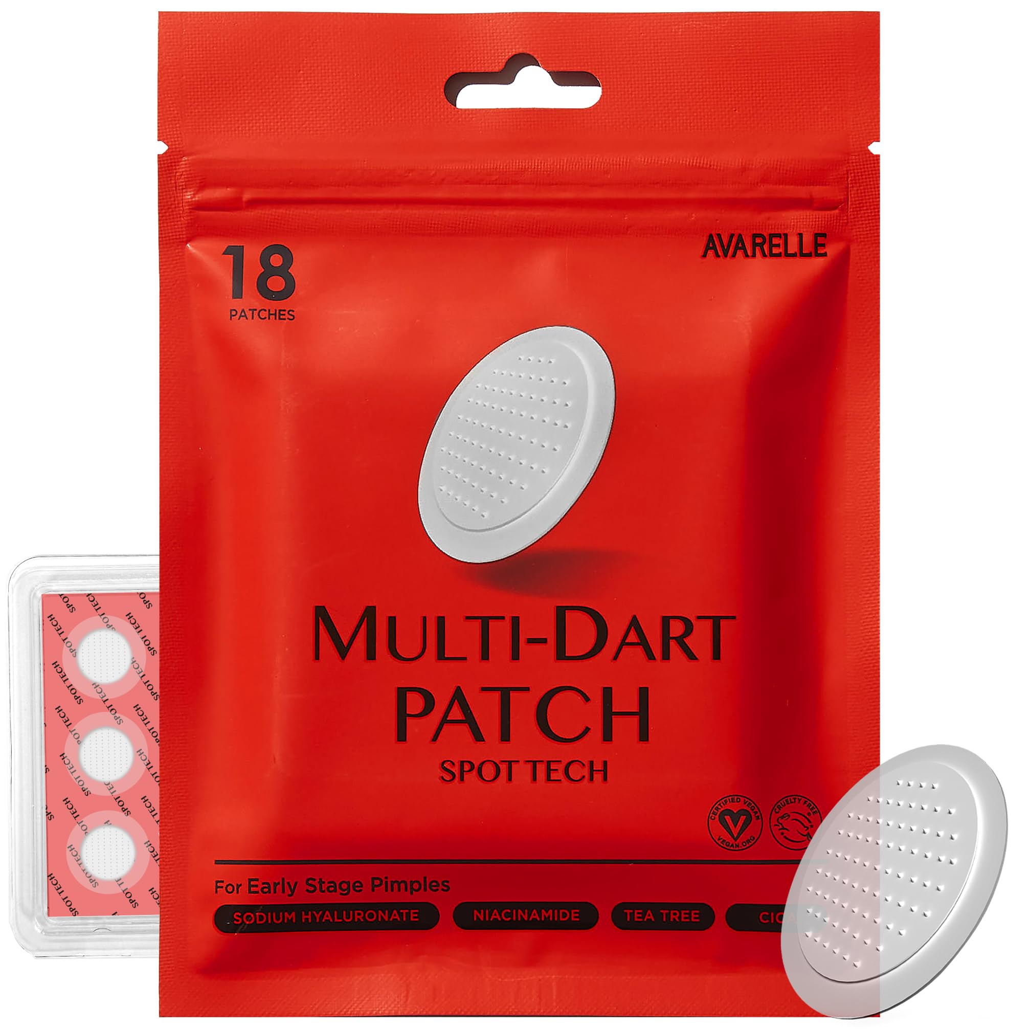 AVARELLE Multi-dart Spot Tech Microneedle Patch by ZITOUT | Acne Patches for Early-stage Blemish, Stubborn Deep Rooted Pimples | Facial Skin Acne Dots | Cruelty Free Certified (18 CT)