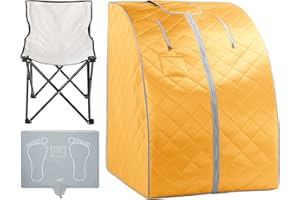 ZONEMEL Portable Far Infrared Sauna, Personal Full Body Sauna, Individual Home Spa Tent with Heating Foot Pad, Upgraded Sauna Chair (L 27.6’’ x W 31.5’’ x H 37.8’’, Yellow)