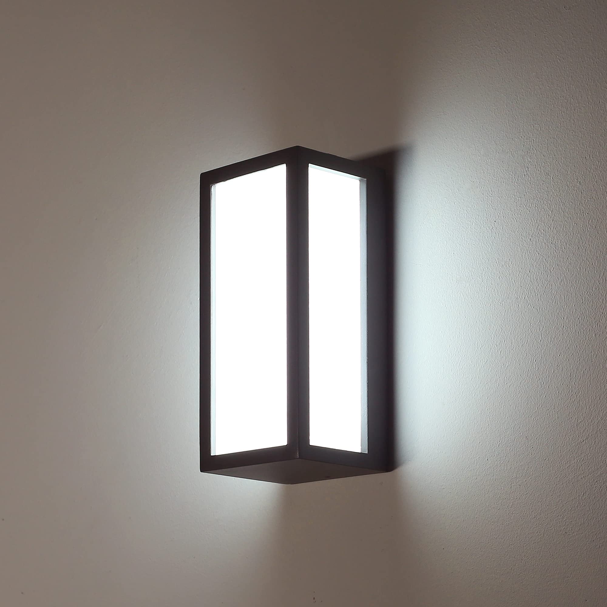 HLFVLITE LED Outside Wall Light, Aluminum Outdoor Wall Lamp Exterior Wall Sconce, IP54 Waterproof, 870LM 6400K Cold White, Anthracite Gray