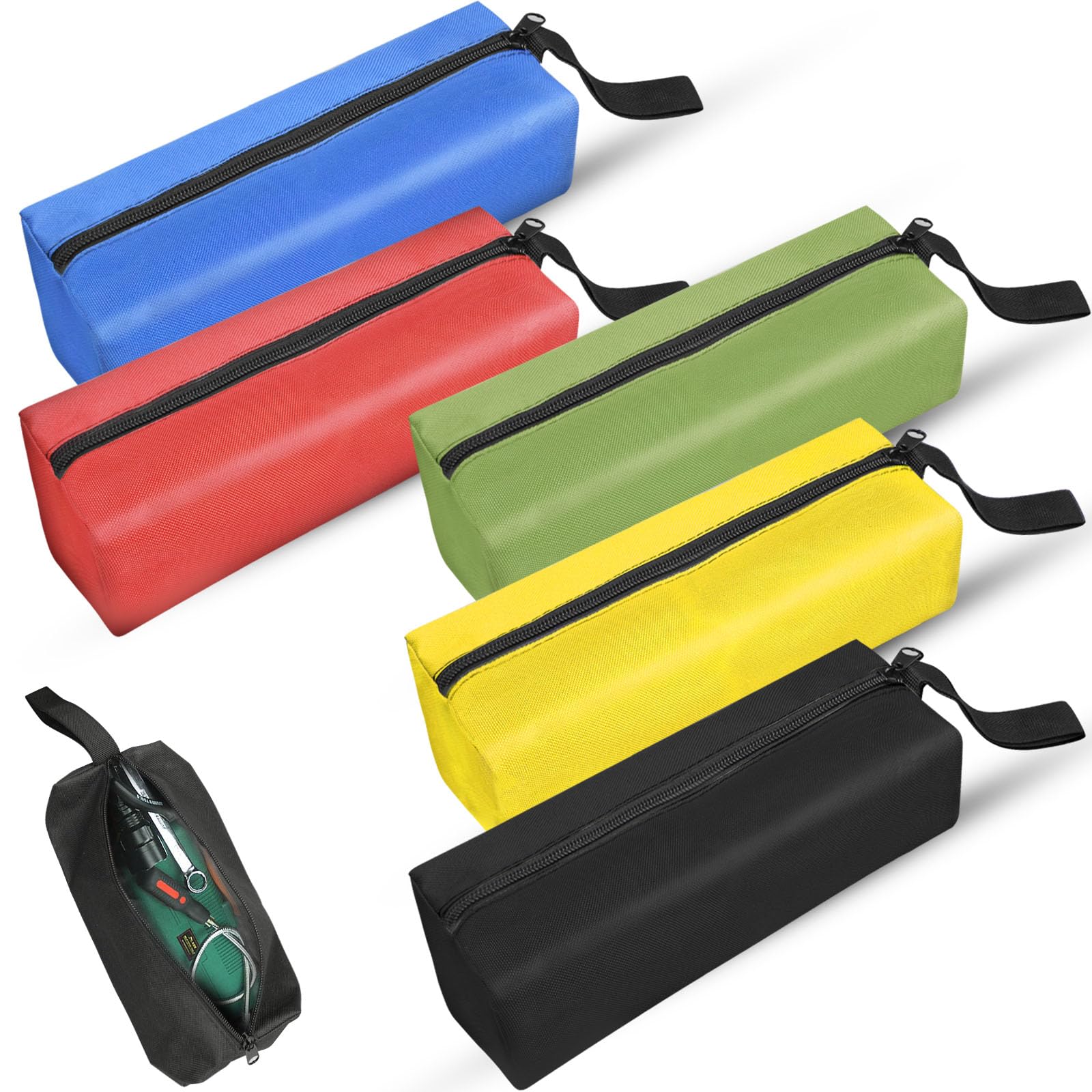 5Pcs Small Tool Pouch Bags, Portable Zipper Pouch Dampproof Fabric Tool Bag Organizer, Multipurpose Organizer Pouch Tool Bags for Men, Organizer Storage for Tools Cosmetics Stationary (5 Colors)