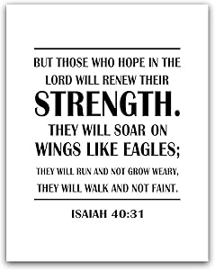 They Will Soar On Wings Like Eagles, Isaiah 40:31 Bible Verse Wall Art, Scripture Poster Decor, Christian Quote Gift, Religious Print Sign, Scandinavian Calligraphy Artwork, Big Nordic Home 11x14