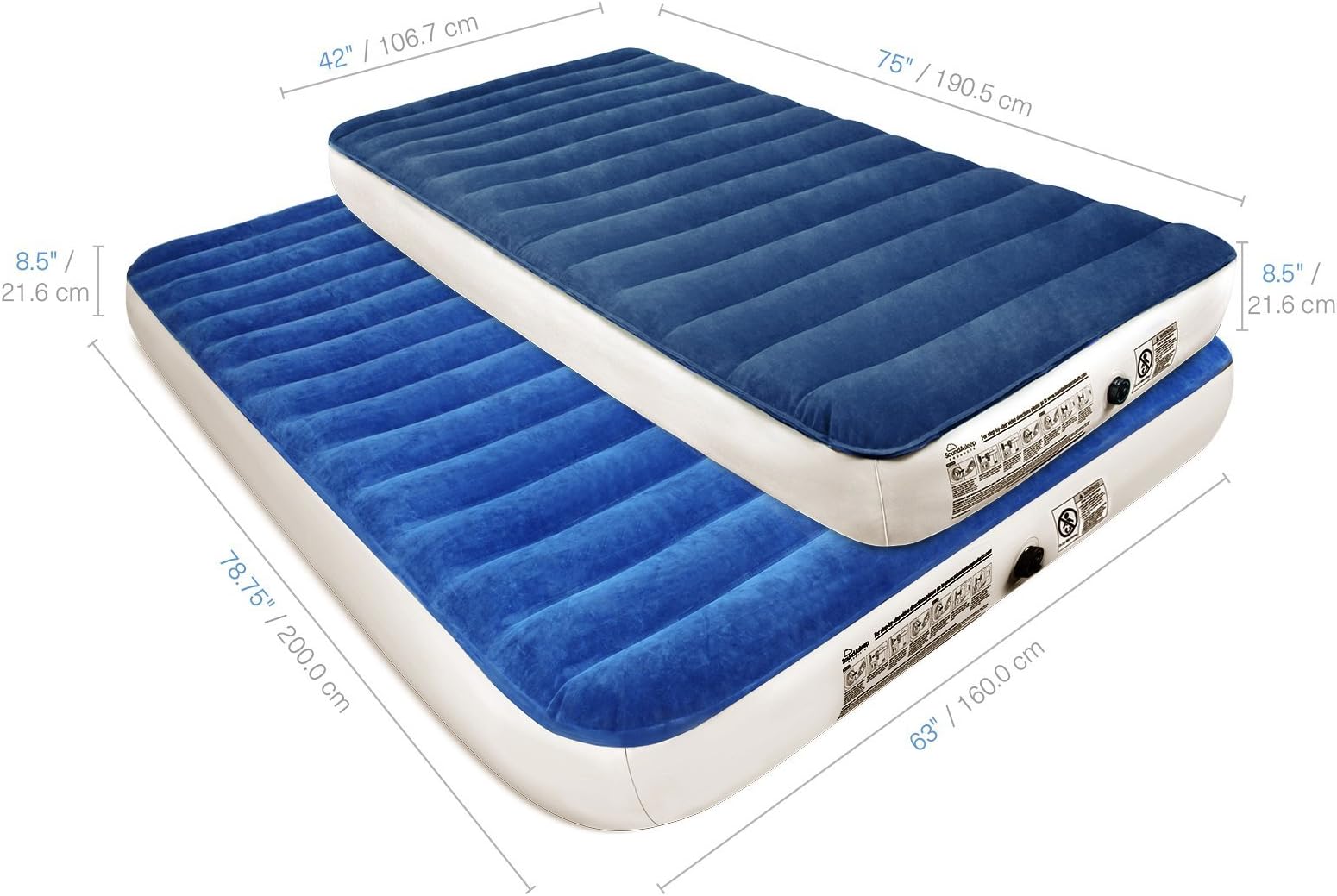 SoundAsleep Camping Series Air Mattress with Eco-Friendly PVC - Included Rechargeable Air Pump (Twin)