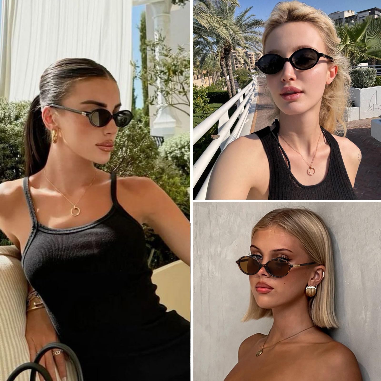 Retro Oval Sunglasses for Women Vintage 90s Y2K Trendy Designer Sun Glasses