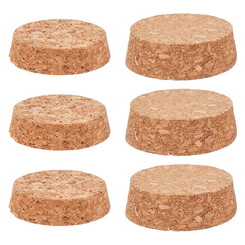 GORGECRAFT 6Pcs 2 Sizes Wine Bottle Corks Large Tapered Cork Plugs Wooden Replacement Glass Bottle Natural Soft Cork Lids Stoppers for Jars and Bottles Mason Jars DIY Crafts 57~60mm Diameter
