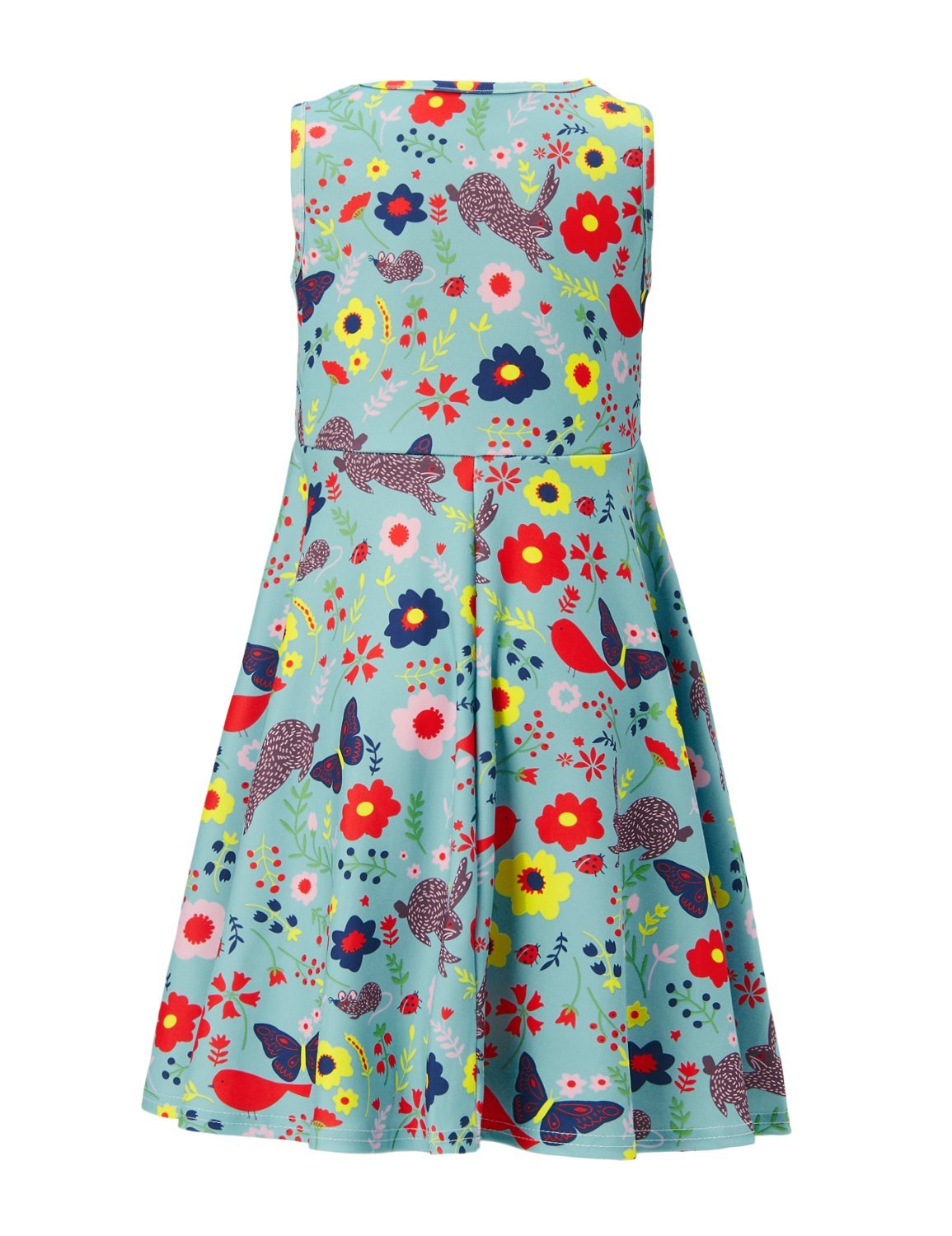 Leapparel 6-7 Years Old Childrens Vogue Sleeveless Skirt Colorful Flowers Printings Loose Elastic Cloths 6-7T Size M