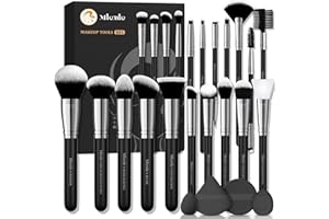 Makeup Brushes Set, Mlemle Professional 25 Pcs Makeup Kit, Include Foundation Powder Blush Concealers Eye shadows 21 Pcs Makeup Brushes and 2 Powder Puff, 2 Makeup Sponge(B01-Black)