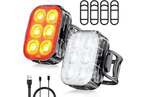 TEUMI Bike Lights Front and Back, Rechargeable Bike Lights for Night Riding, Waterproof IP65 Bicycle Light, 4+6 Modes Bike He