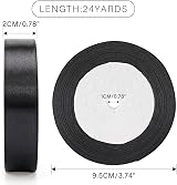 G2PLUS Black Satin Ribbons 20mm x 22m Decorative Gift Wrap for Crafting view 2