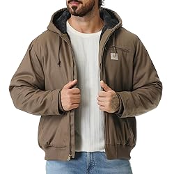 TUAOVA Men's Work Coat Washed Duck Fleece Lined