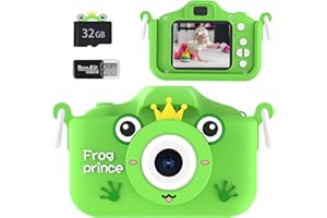 ZXICH Kids Selfie Camera, Toys for 3-8 Year Old Boys and Girls, HD Kids Digital Camera for Toddler with Cartoon Soft Silicone Cover, 32GB SD Card, Christmas Birthday Festival Gifts for Kids