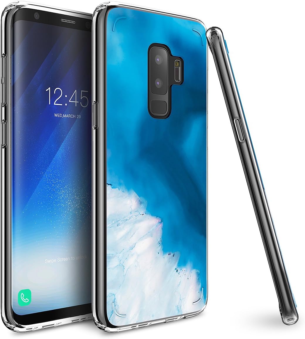 Mueral Compatible/Replacement Protective Case Samsung Galaxy S9 Plus - Blue/Aqua Marble Geode Design