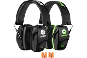 Hocazor Shooting Ear Protection NRR 26dB Suit for Shooters Hunting Range Racing Concert Sports Events Airports - Black&Green HO1006