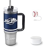 Veminei Tumbler 30oz Straight Skinny Car Cups With Insulated Cup Sleeve Portable Handle, Sports Travel Coffee Mug, Stainless Steel, Insulated,Classic Collection Gifts for Fans