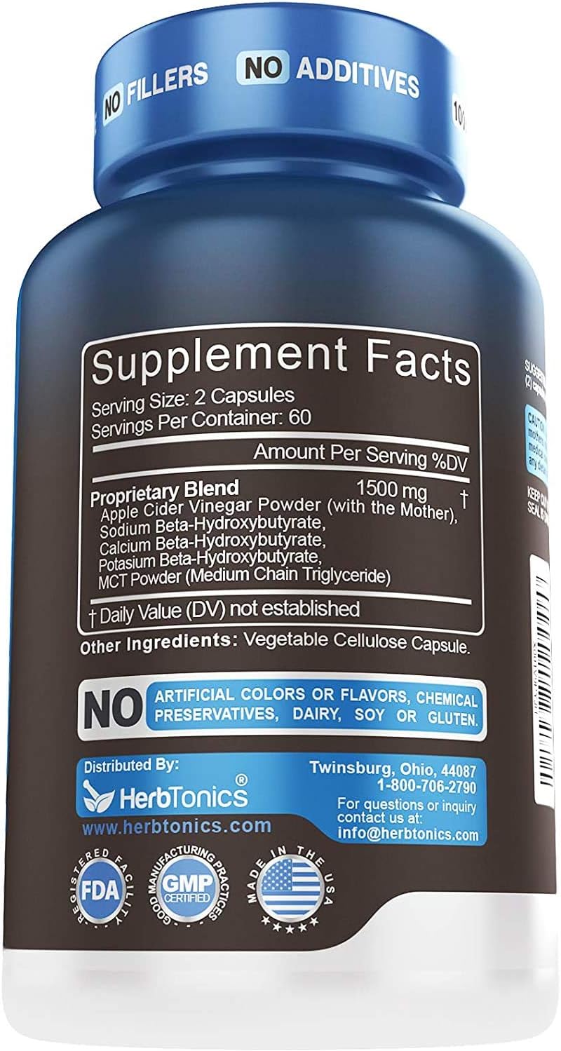 5x Potent Apple Cider Vinegar Capsules with Mother + BHB SALTS Keto Diet Pills With MCT OIL, Fat burner & Weight Loss Supplement Formula Keto Pills For Women Men Appetite Suppressant ACV Detox Support: Health & Personal Care