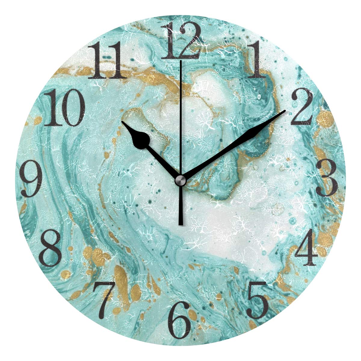 ISAOA 9.5Inches Modern Wall Clock, Decorative Marble Silent Non-ticking Round Desk Clock Bedrooms,Kids,Living Room,Kitchen