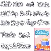Threetols 14 PCS Holiday Words Metal Die Cuts for Card Making, Birthday Thanksgiving Words Cutting Dies for Paper Craft DIY Decor Holiday Card Making Scrapbooking Paper Album Stamp