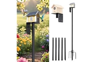 UIABOPZ Bird House Pole for Outdoors, 75 Inch Heavy Duty Birdhouse Pole for Outdoors, Adjustable Bird Buddy Pole with 5-Prong Base, Smart Bird Feeder Pole for Birds Watching, Weather Station