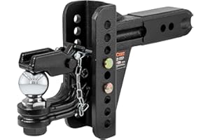 CURT 45908 Adjustable Pintle Hitch Combination, 2-1/2-Inch Receiver, 6-Inch Drop, 2-5/16-Inch Ball, 20,000 lbs
