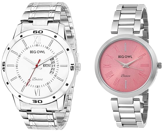 Analogue Multicolour Dial Couple for Mens and Womens Wrist Watch Combo