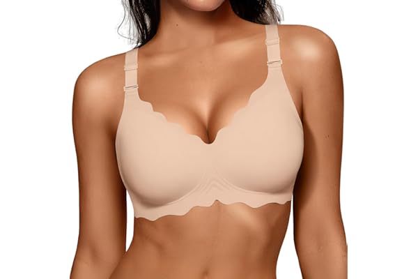 OEAK Women Value Series Jelly Bras Wireless Pushup Convertible Bra | Everyday Essentials,Comfortable Bralettes,No Underwire,Full Coverage,Support Lift,Tshirt,Soft,Seamless,Scalloped