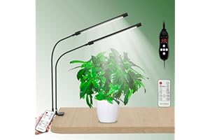 PRONORO Plant Light, LED Grow Lights for Indoor Plants, Clip Plant Light with LCD Display Timer, Full Spectrum Suitable for Any Growth Stage of Plants,10 Dimmable Levels, Remote Control (2 Strips)