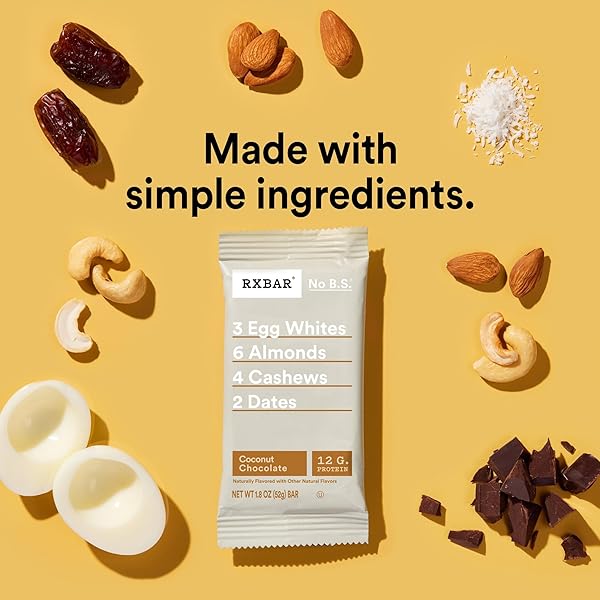 RXBAR PROTEIN BARS, PROTEIN SNACK, SNACK BARS, COCONUT CHOCOLATE, 22OZ BOX (12 BARS)