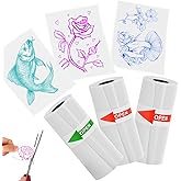 HuiJuKeJi Color Text Transparent Sticker Paper, Mini Printer Paper for Phomemo T02/M02/M02S/M02X/M02Pro, 53x28mm Clear Custom Self-Adhesive Thermal Printer Paper, Print Blue/Pink/Green, 3 Rolls