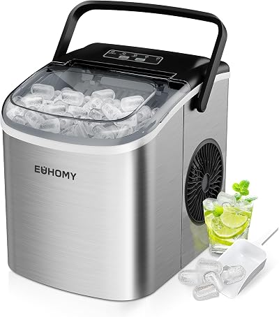 EUHOMY Ice Maker Countertop 9 Cubes in 6 Minutes Self-Cleaning 12kg/24h