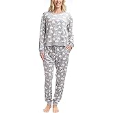 MUK LUKS Women's 2 Piece Pajama Set, Long Sleeve Shirt and Joggers - Silky Velour Mountain Vibes - Pijamas de Mujer