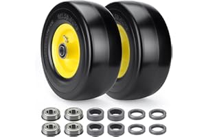 9x3.50-4 Flat Free Tire, Lawn Mower Tire and Wheel, Smooth Tread Tire for Zero Turn Mowers,Centered Hub Length 3.5"-4"-4.5"-5