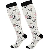 Wusikd Milk Cow Compression Socks for Women and Men Circulation Flowers Long Socks for Athletic Running 2