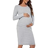 Smallshow Women's Knit Maternity Dress Long Sleeve Pregnancy Clothes