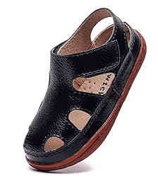 DADAWEN Boy's Girl's Leather Soft Closed Toe