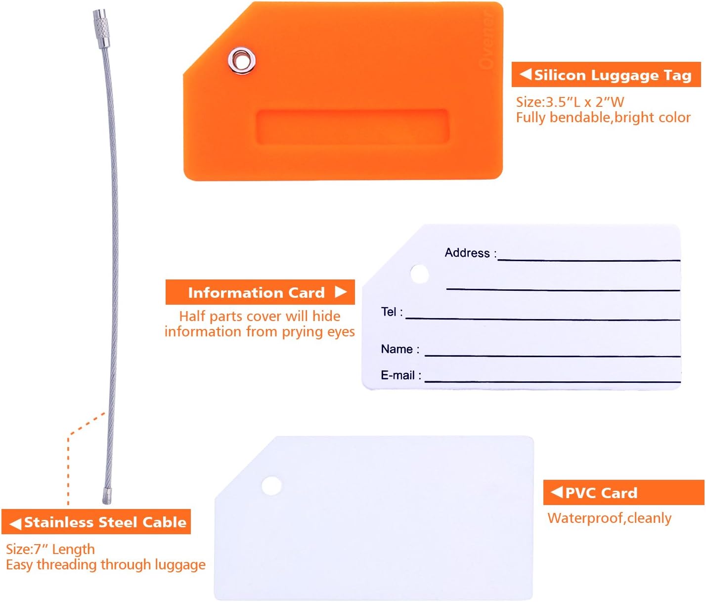  | Silicone Luggage Tag With Name ID Card Perfect to Quickly Spot Luggage Suitcase (Plane 5Pcs Orange) | Luggage Tags