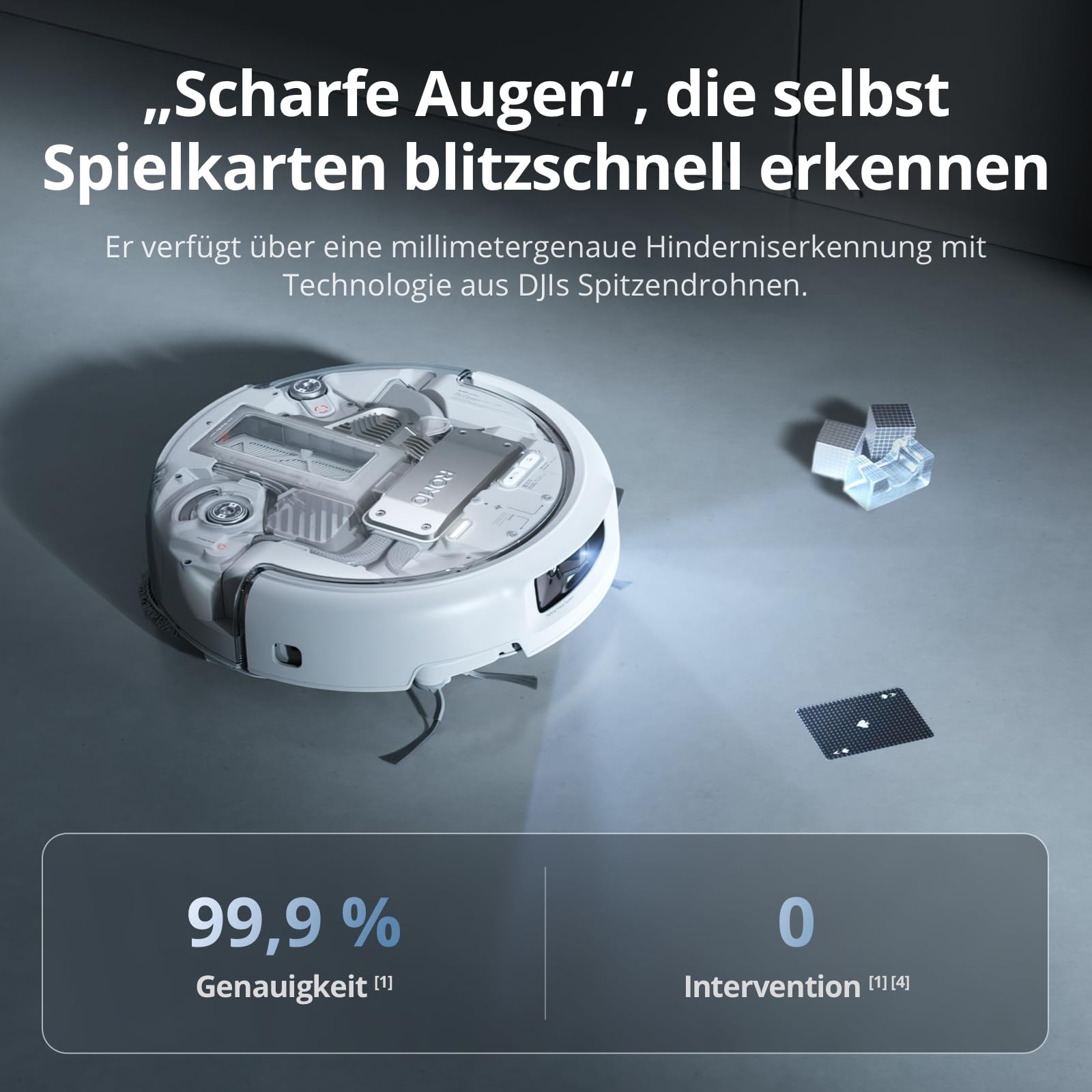 DJI ROMO P Saugroboter mit Wischfunktion, 25.000 Pa Saugkraft, Hinderniserkennung auf Drohnen-Niveau, Anti-Verwicklungsbürste, Selbstreinigende Basisstation, 200 Tage wartungsfrei, Transparent 5