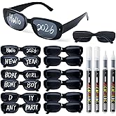 ScroRich DIY Personalized Sunglasses Set, 12 Pack Retro Rectangular Sunglasses with 4 Marker Pens, Custom Write-On Party Glasses for Birthday, Graduation, Craft Party, Festivals & Group Events