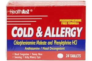 HealthA2Z Cold & Allergy | Chlorpheniramine Maleate & Phenylephrine HCL | 24 Tablets x 3pack (72 Tablets)