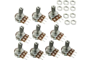 Ferwooh 10PCS B10K 10K Ohm Adjustment Single Linear Rotary Taper Potentiometer Shaft 15mm