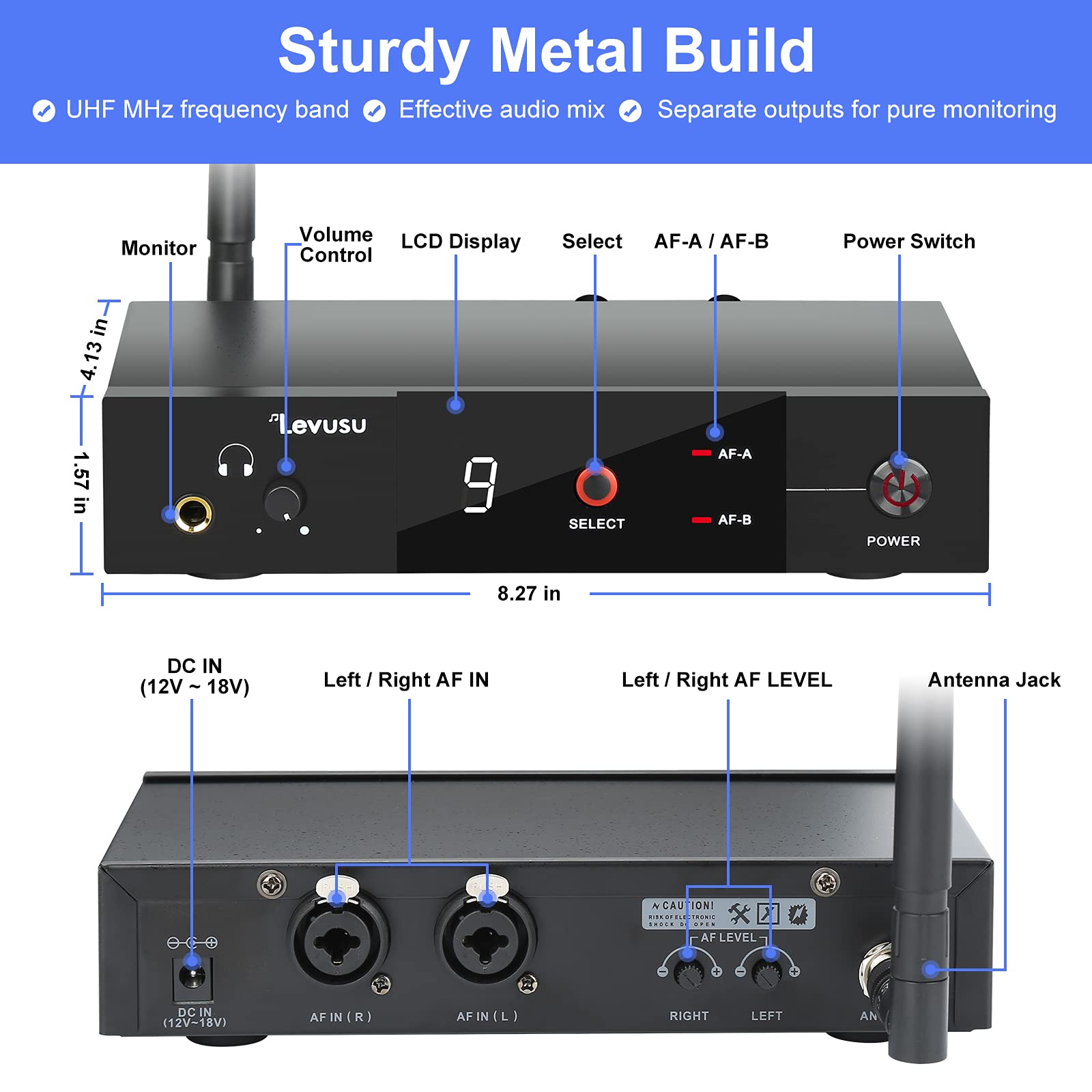 Levusu UHF Wireless InEar Monitor System With Earphone,180Ft