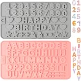 2 Pcs Letter and Number Silicone Molds, Alphabet and Number Chocolate Molds | Happy Birthday Baking Molds for DIY Chocolates, Candies, Desserts, Gummies, Cake Decoration