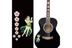 PLIGREAT 2 Pack Guitar Fretboard Stickers Removable Pink Flowers Hula Girl Guitar Guard Decal for Acoustic Guitars Electric Guitars Bass Decor Guitar Side Panel Decals DIY Guitar Decoration