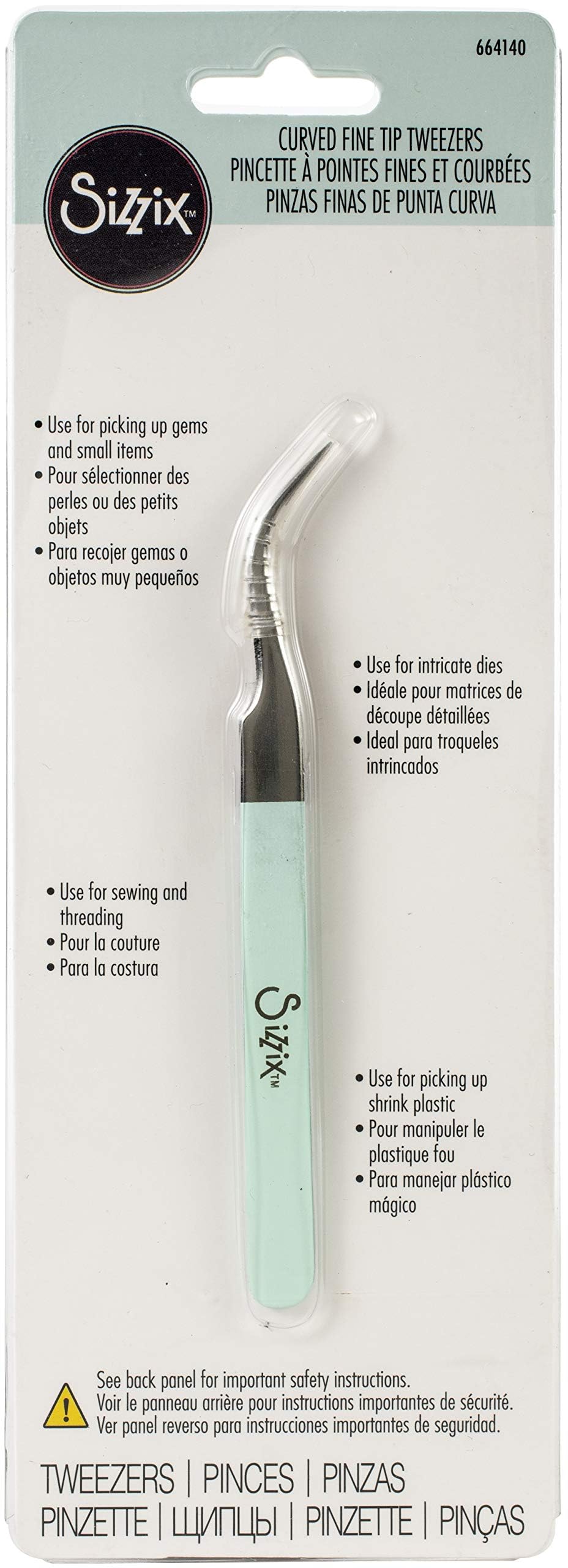 Sizzix Curved Fine Tip Tweezers 664140 for Intricate Projects, Scrapbooking, Cardmaking, One Size, Multi Colour