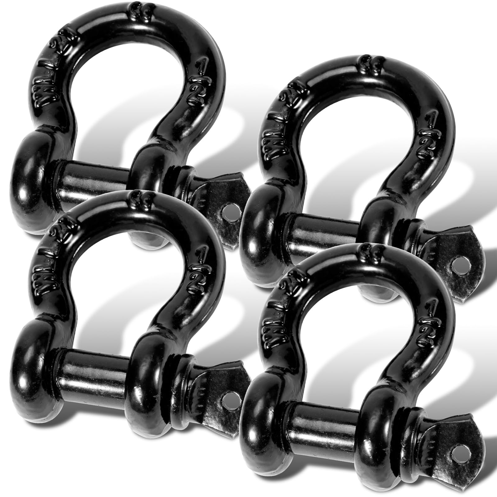 Photo 1 of 1/2" D Ring Shackles with 9/16" Screw Pin, 26,400 lbs Break Strength, Heavy Duty Clevis Shackles (Black) for Jeep, Truck, SUV, Trailer, ATV, UTV?4pcs?